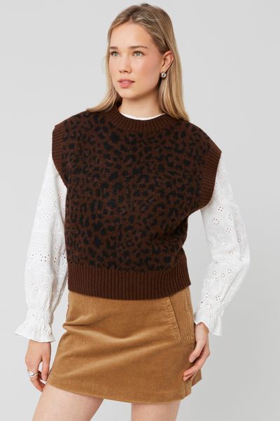Pull sans manches léopard