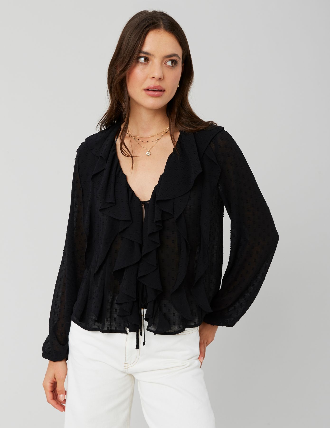 Blouse plumetis à volants