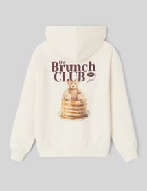 Sweat col capuche imprimé devant/dos