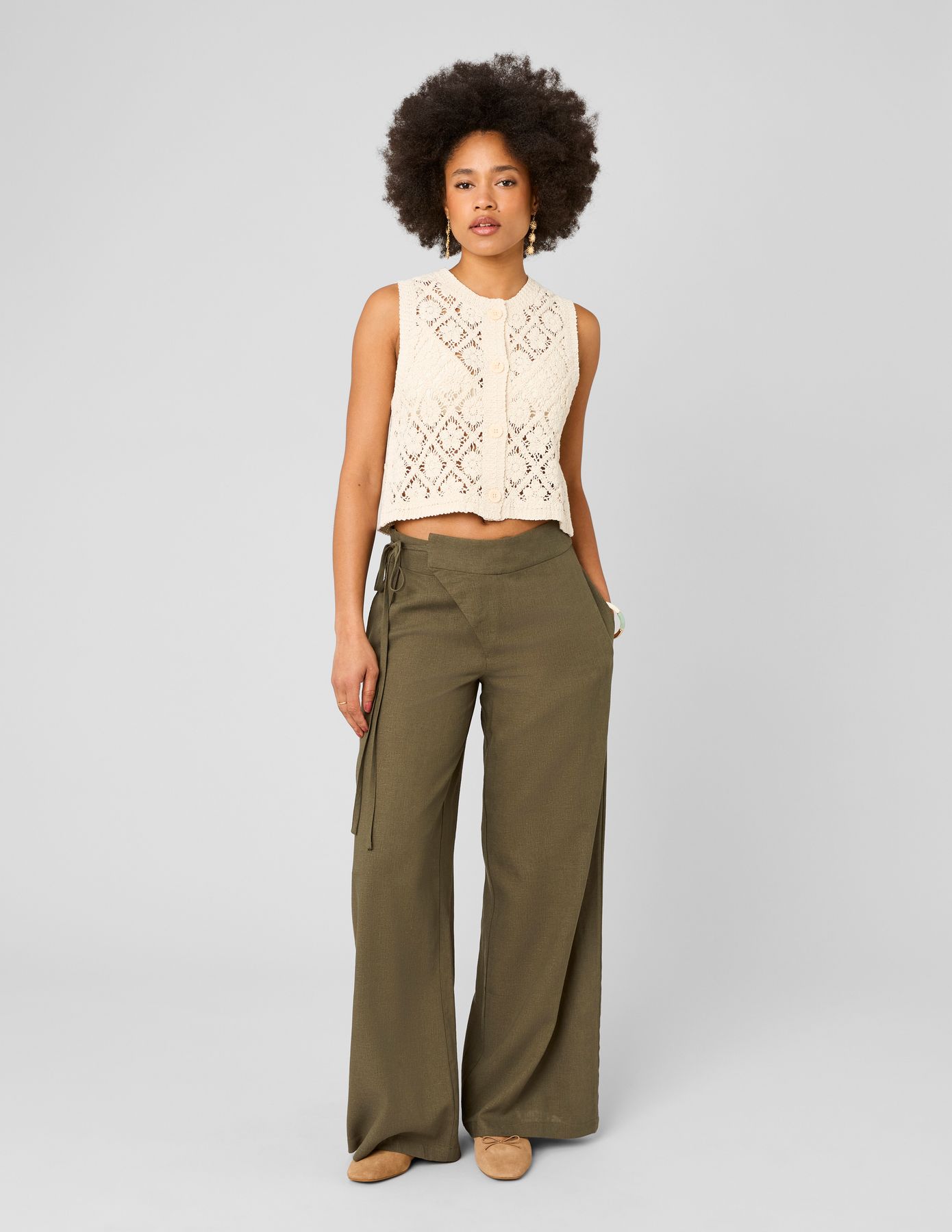 Pantalon fluide pan asym&eacute;trique