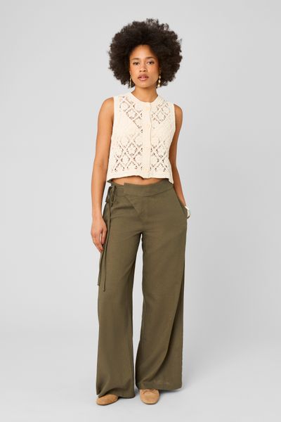 Pantalon fluide pan asym&eacute;trique