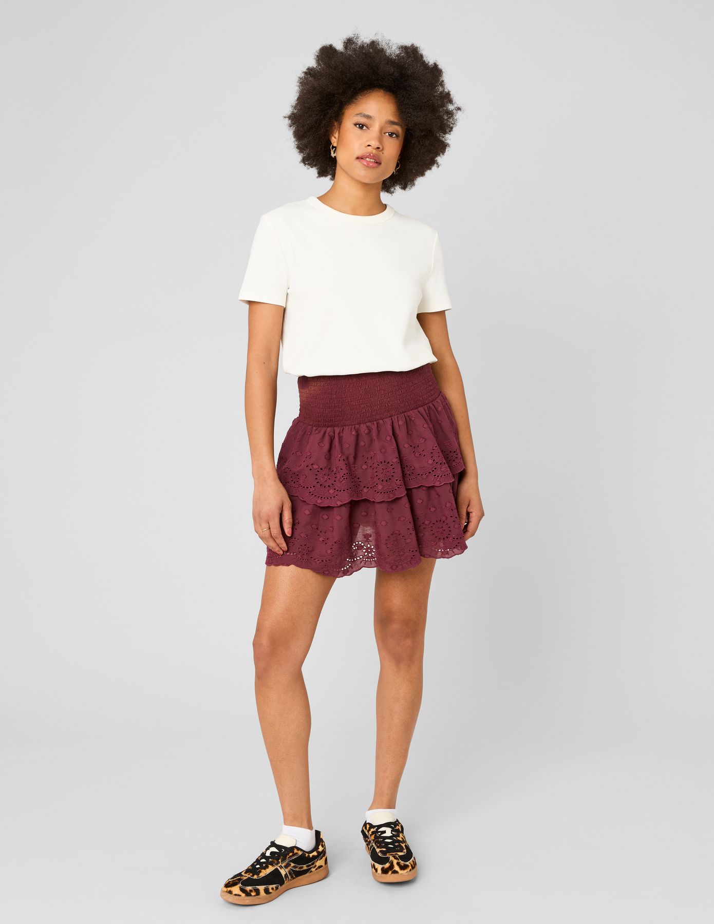 Jupe brod&eacute;e &agrave; volants