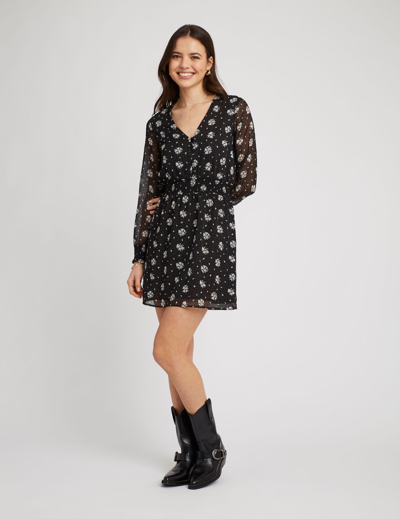 Robe en voile imprimée polyester recyclé