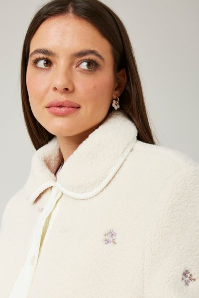 Blouson sherpa brodé