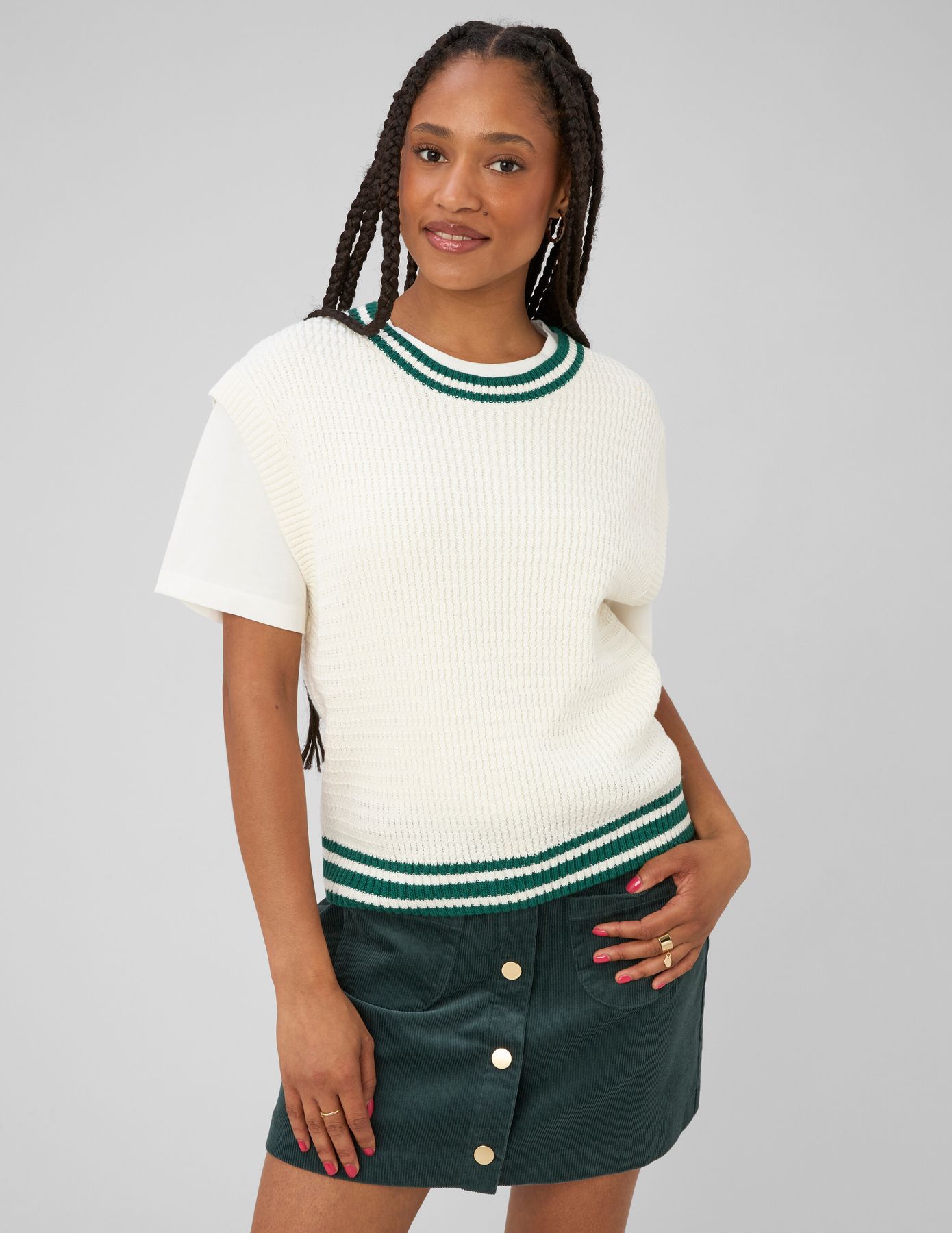 Pull sans manches c&ocirc;tel&eacute;