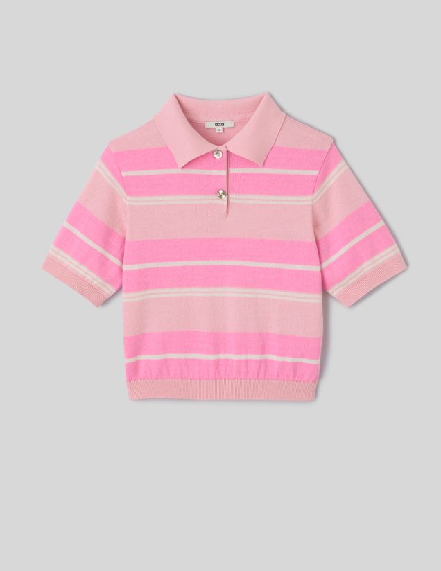 Polo ray&eacute; en maille