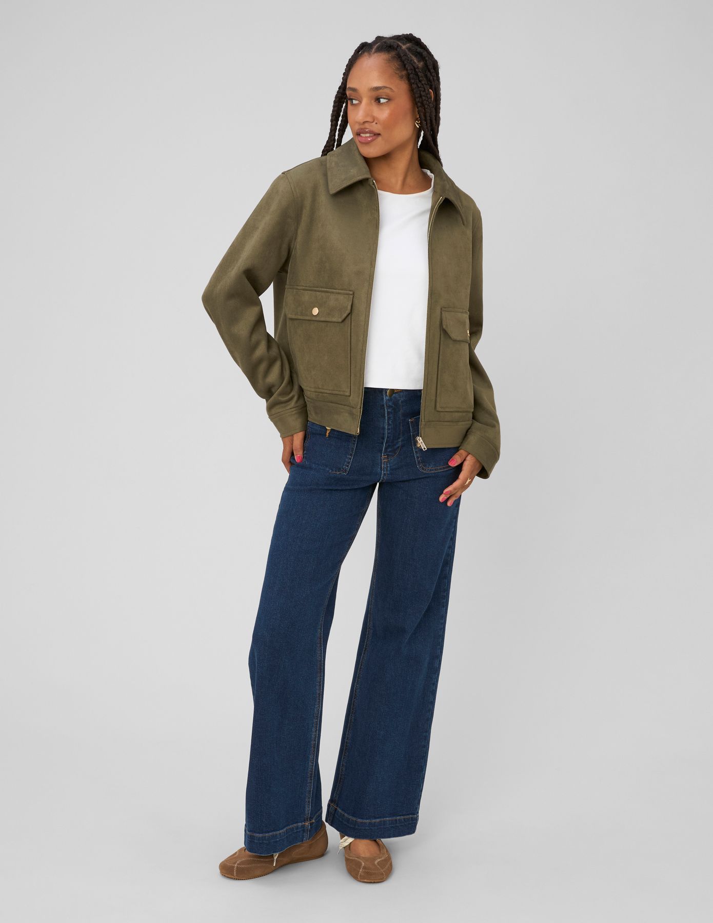 Veste zipp&eacute;e en su&eacute;dine
