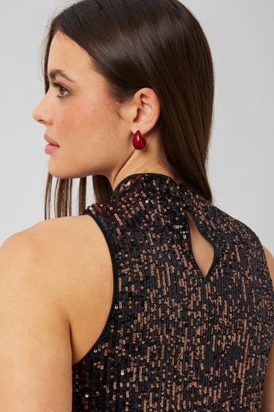 T-shirt sans manches à sequins