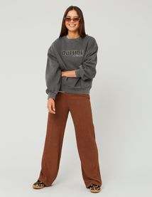 Sweat col rond broderie léopard