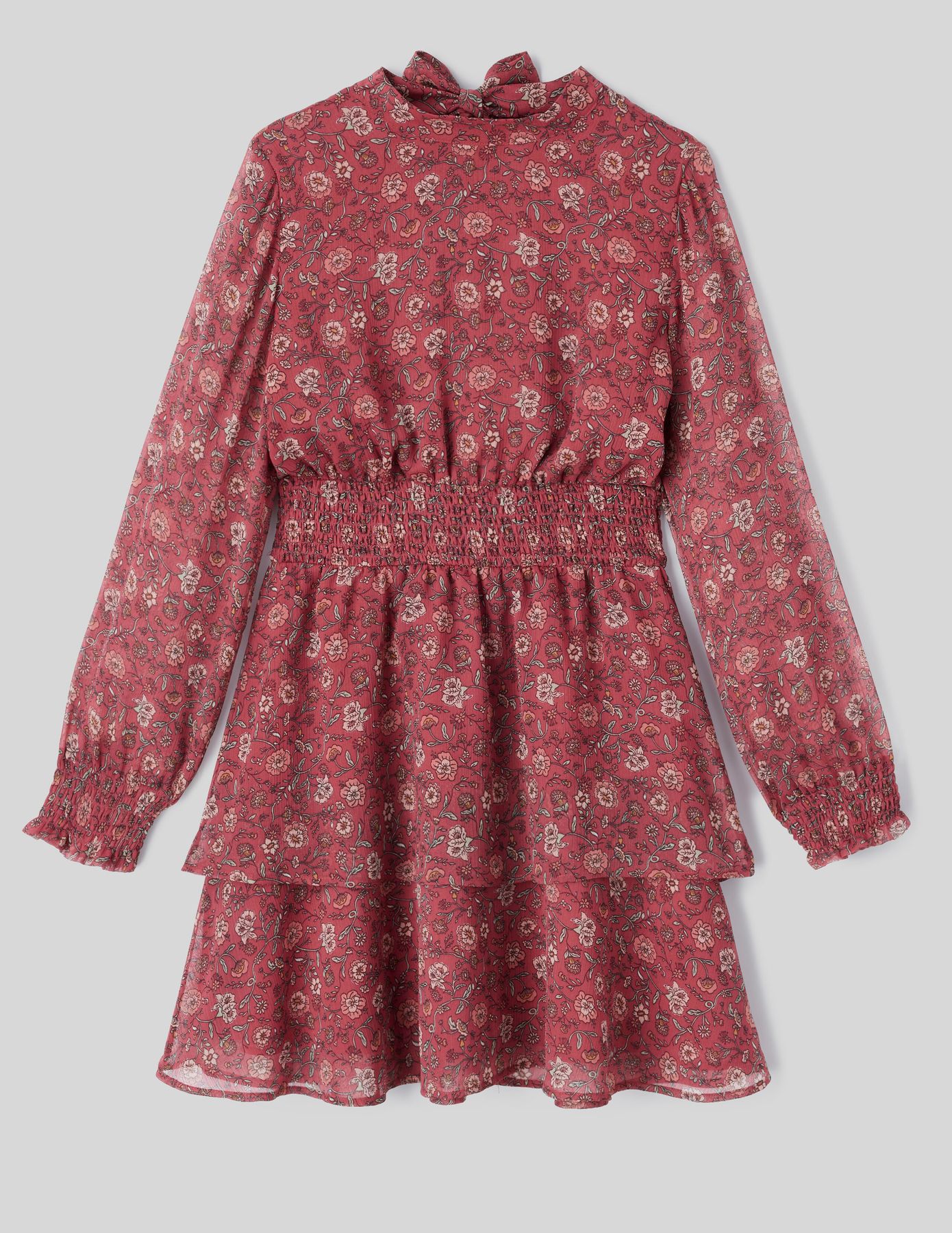 Robe courte imprimée col montant