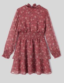 Robe courte imprimée col montant