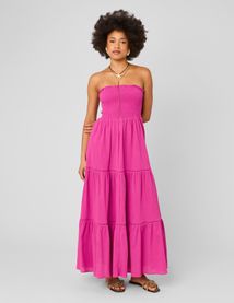 Robe longue smock&eacute;e