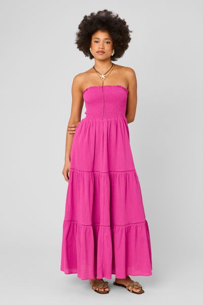 Robe longue smock&eacute;e