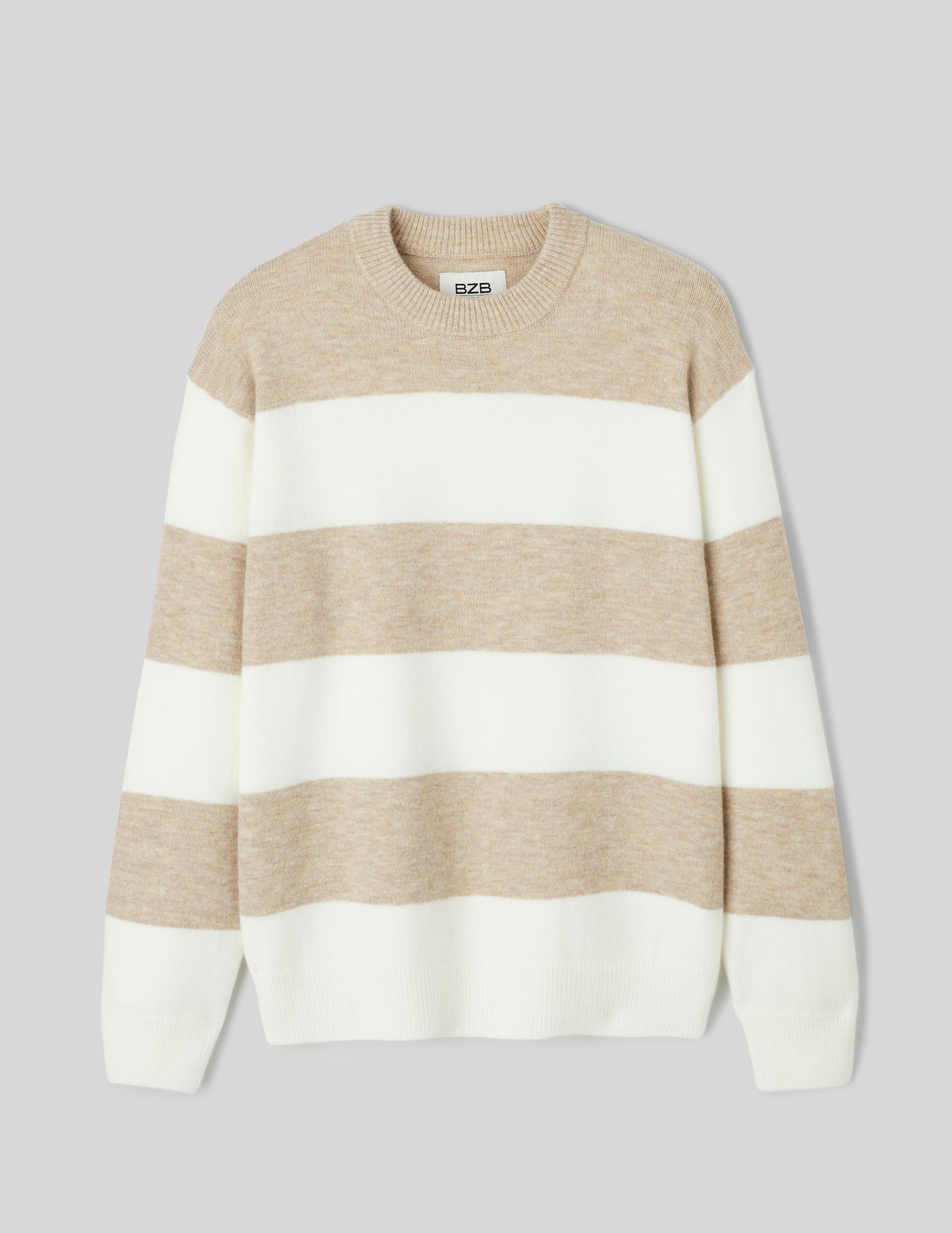 Pull col rond maxi rayures