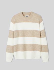 Pull col rond maxi rayures