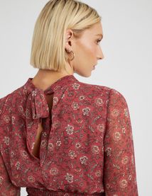Robe courte imprimée col montant