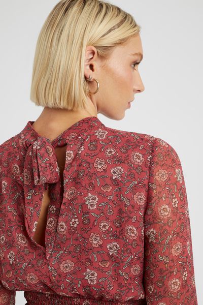 Robe courte imprimée col montant