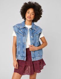 Veste denim sans manche