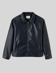 Blouson zippé en tissu enduit