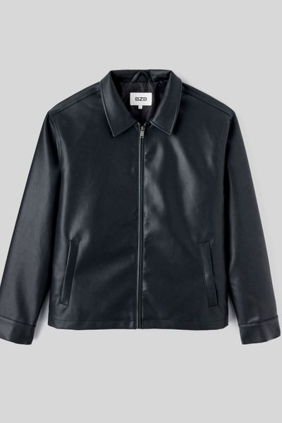 Blouson zippé en tissu enduit