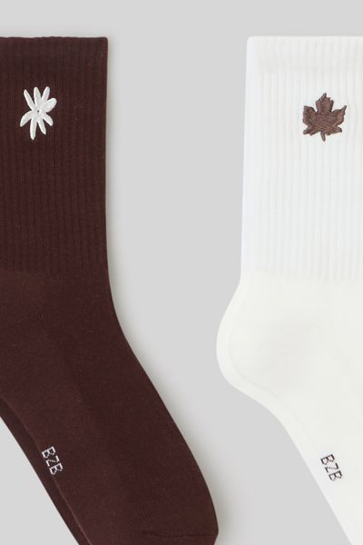Lot de 2 paires de chaussettes broderie