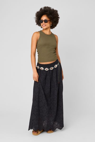 Jupe longue brod&eacute;e