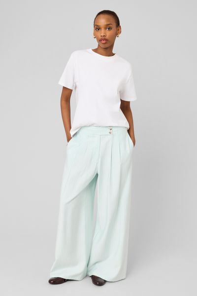 Pantalon fluide ceinture asym&eacute;trique