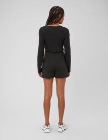 Jupe short portefeuille &agrave; strass