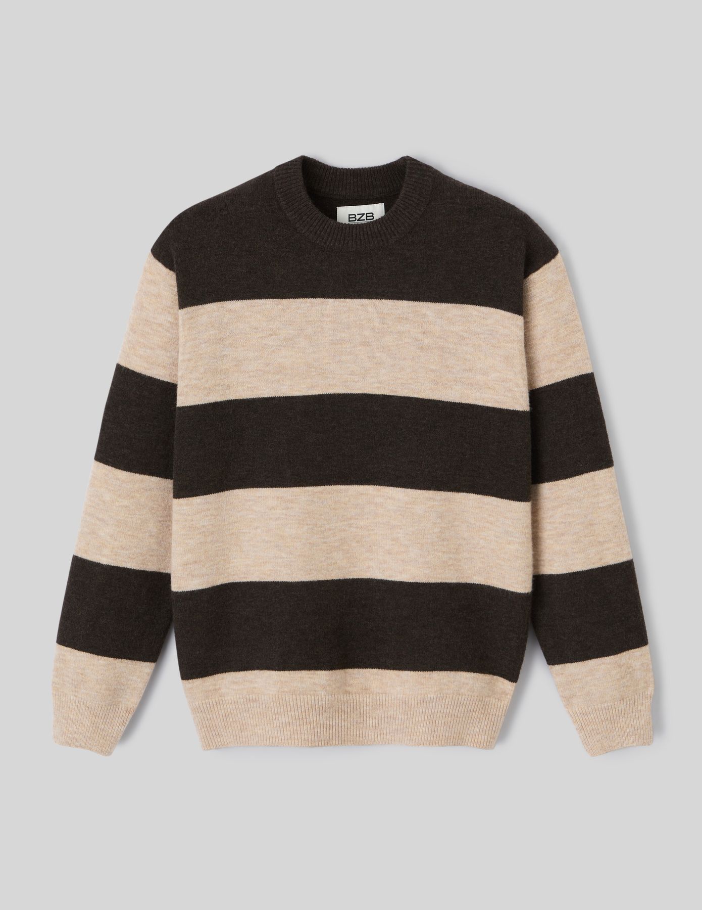 Pull col rond maxi rayures