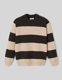 Pull col rond maxi rayures