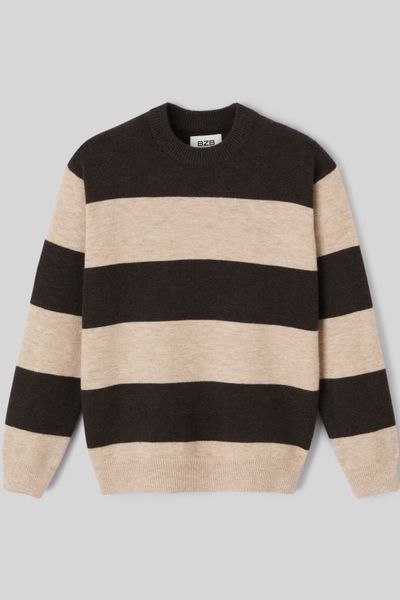 Pull col rond maxi rayures