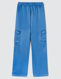 Pantalon cargo en satin