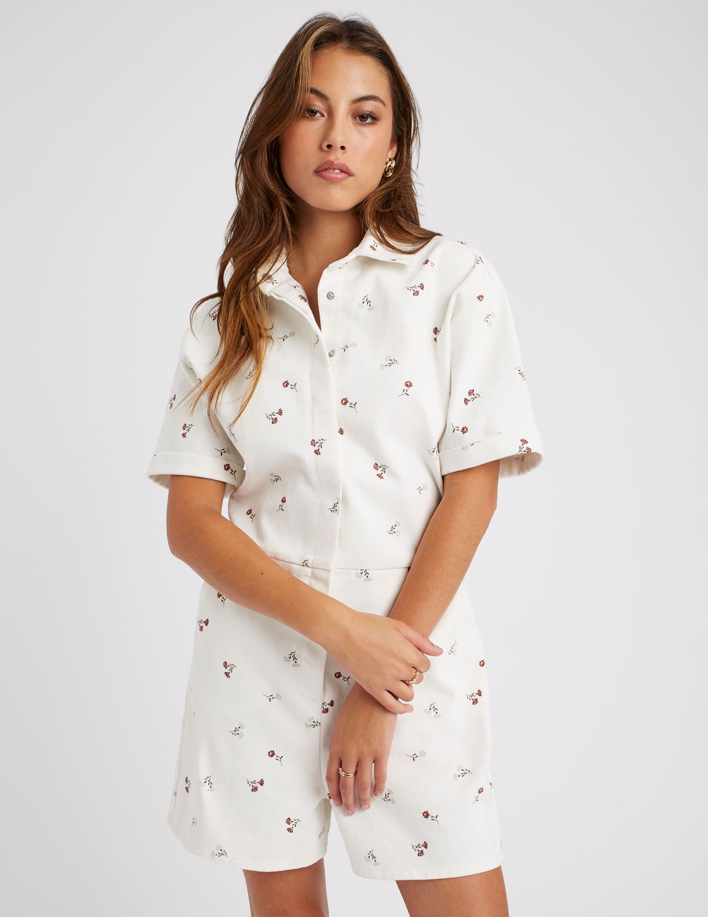 Combishort imprimée en jean