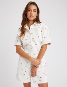 Combishort imprimée en jean