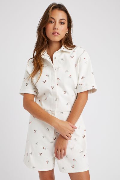 Combishort imprimée en jean