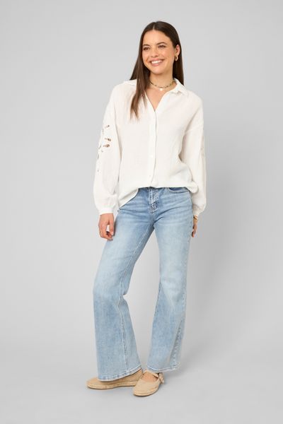 Chemise brod&eacute;e en gaze de coton