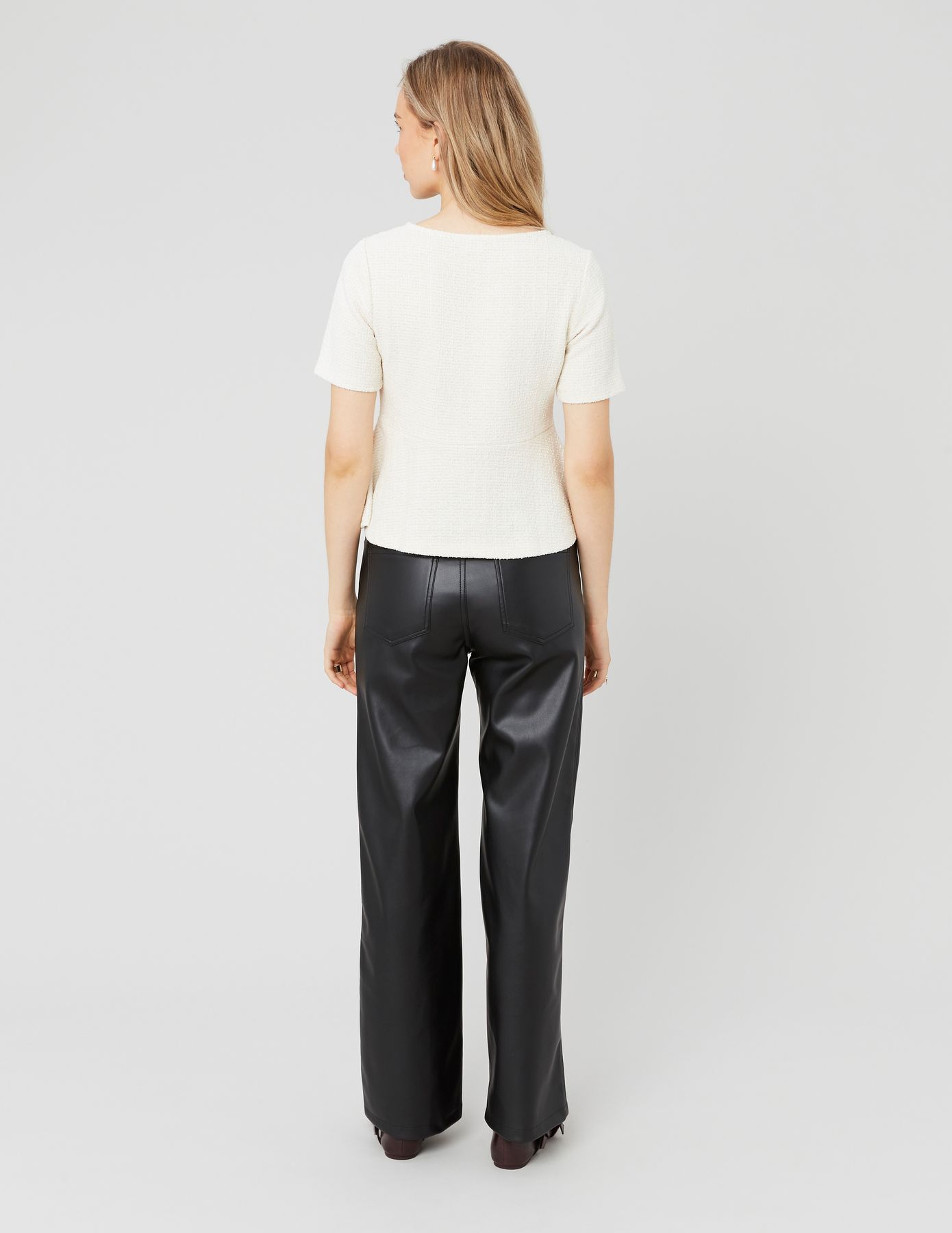 T-shirt peplum en tweed