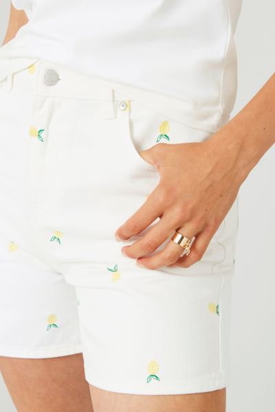 Short brodé citron
