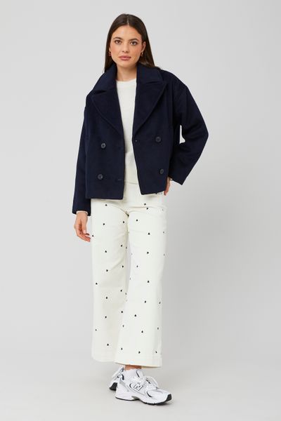 Manteau caban en laine