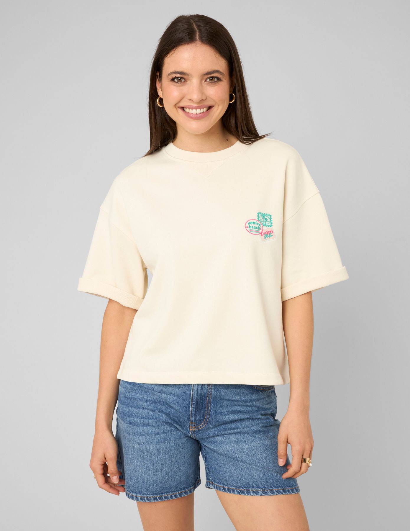 Sweat brod&eacute; manches courtes