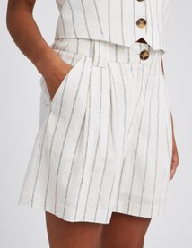 Short rayé en lin