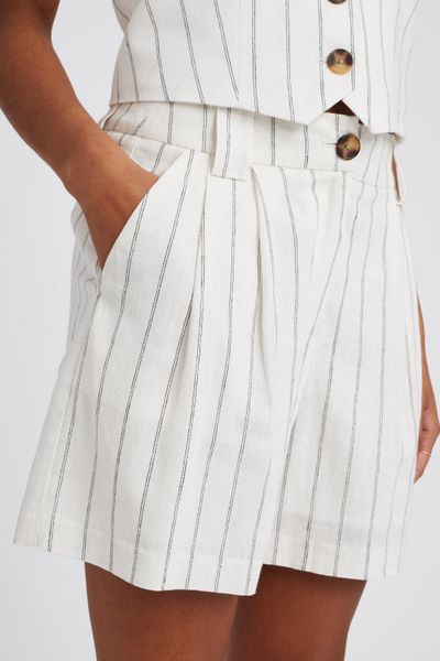 Short rayé en lin