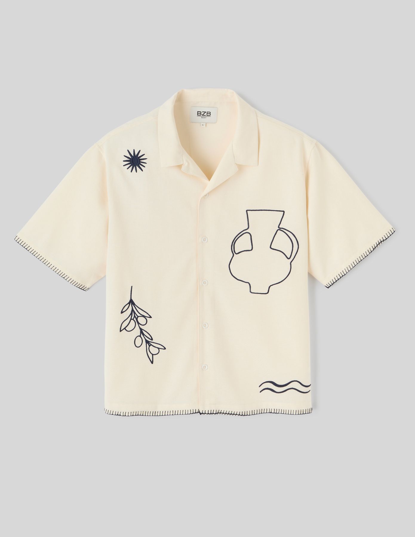 Chemise manches courtes brodée