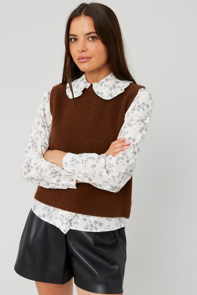 Pull sans manches bouclette