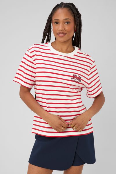 T-shirt ray&eacute; manches courtes