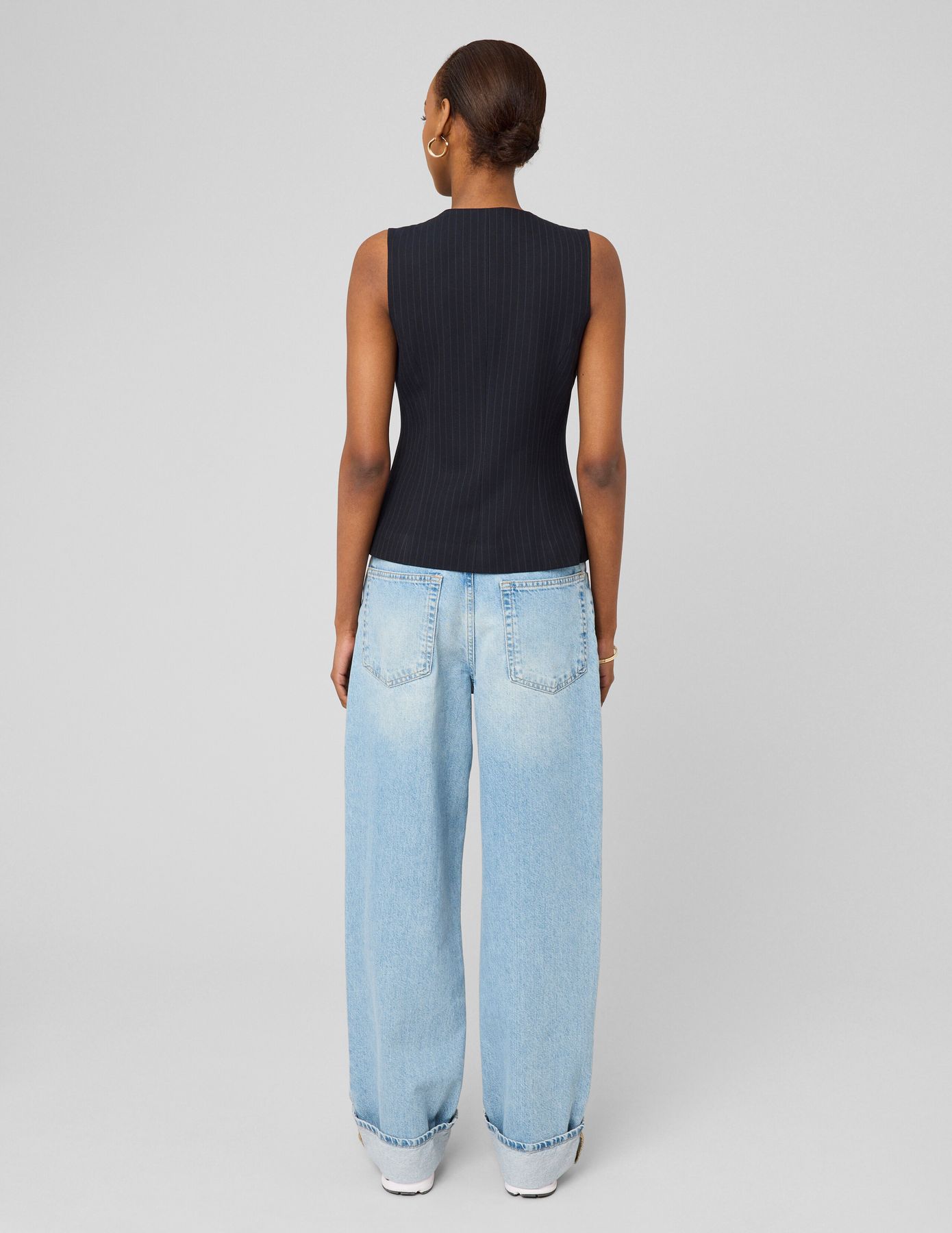 Gilet de costume asym&eacute;trique ray&eacute;