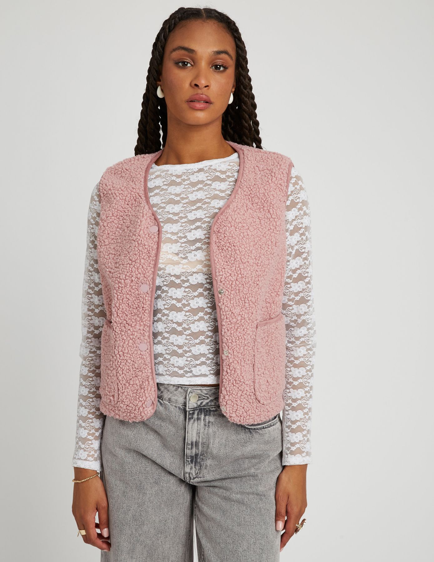 Gilet sans manches en sherpa