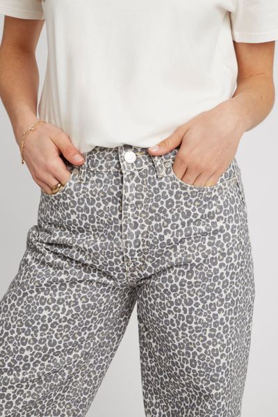 Jean wide leg imprimé léopard