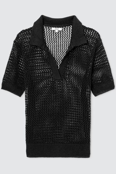 Polo en tricot ajouré