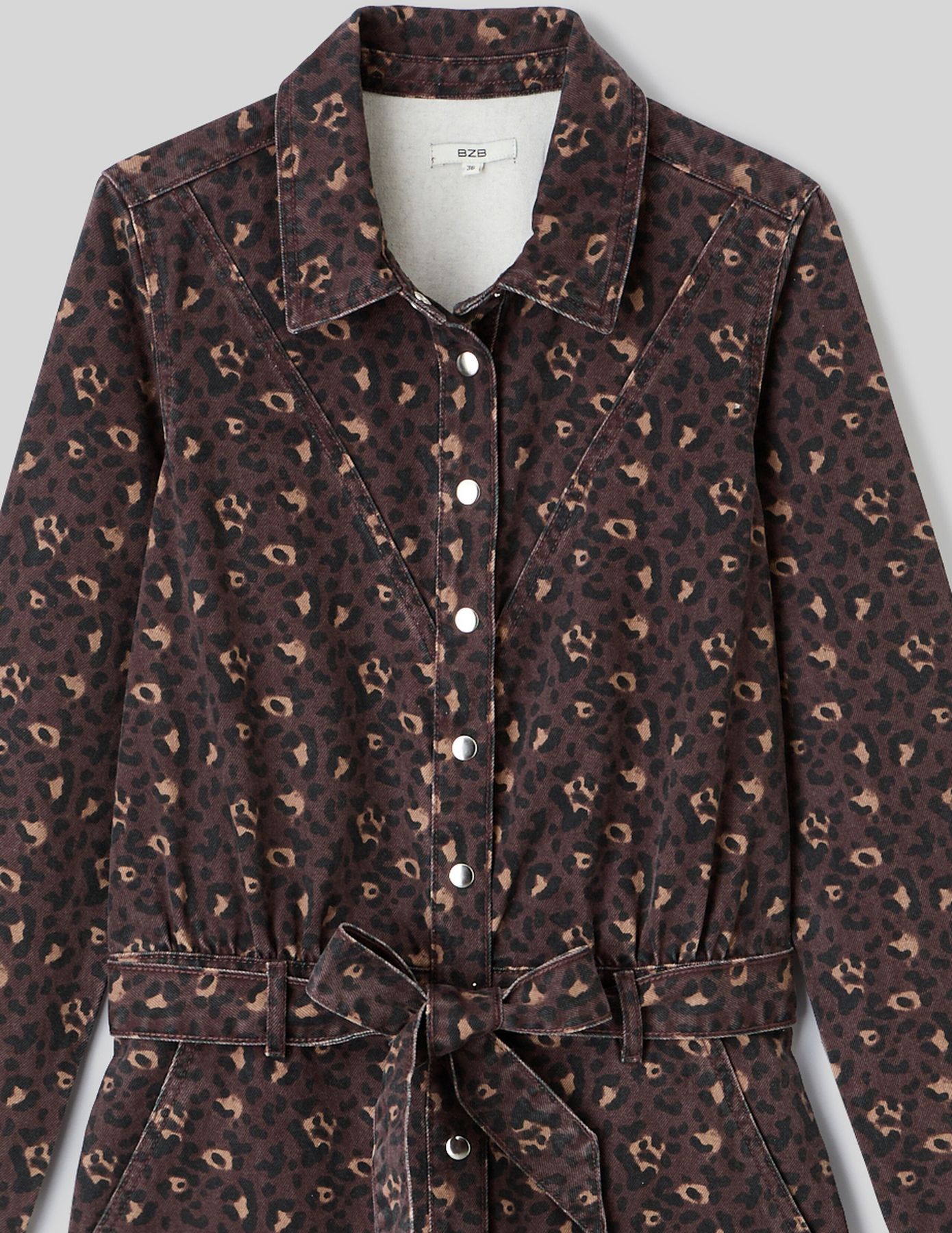 Combinaison en denim imprimé léopard